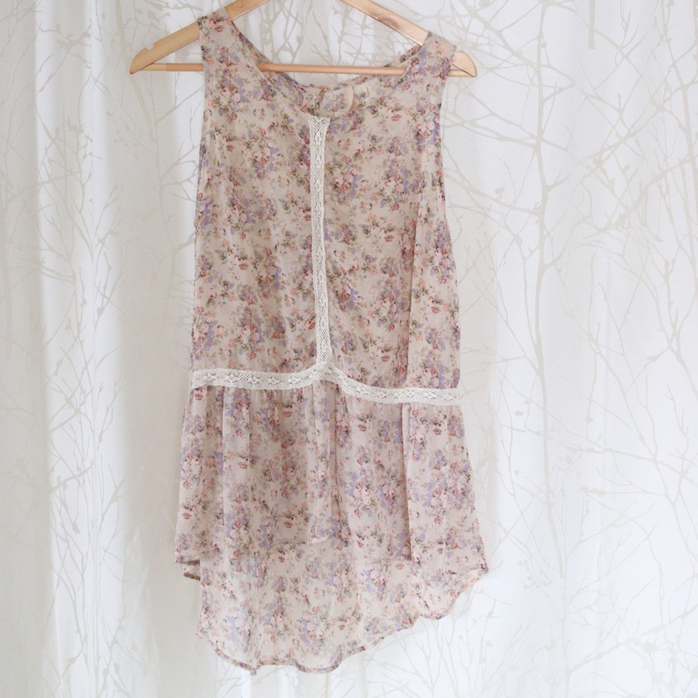 Pink and lavender floral top